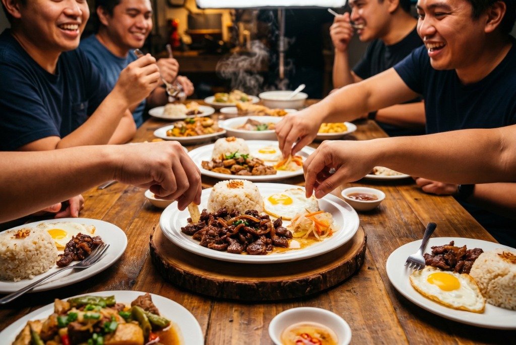 History of Filipino Food with friends eating